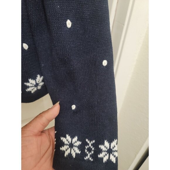 Vintage Christopher & Banks Hand Embroidery Holiday Snowman Sweater Snowflake Pa - Picture 13 of 13